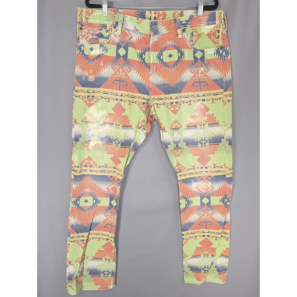 POLO RALPH LAUREN Men's Jeans 38X32 Varick Slim Straight Aztec 100% Cotton - Picture 3 of 16
